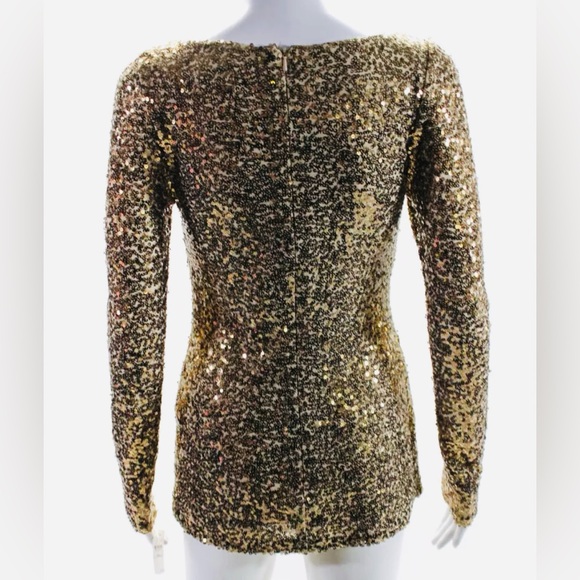 NWT Badgley Mischka | Gold Sequined Party Mini Dress or Tunic Top | Size Small - Picture 3 of 11